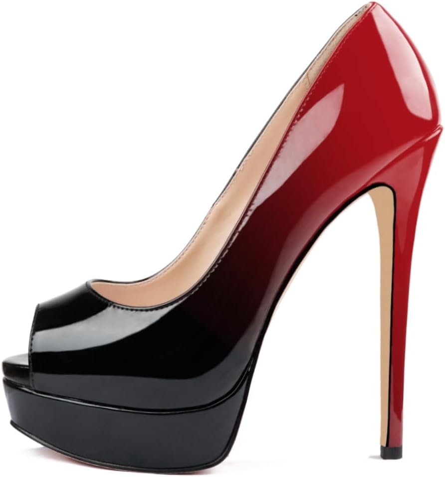 6-Inch Stiletto Peep Toe Platform Pumps