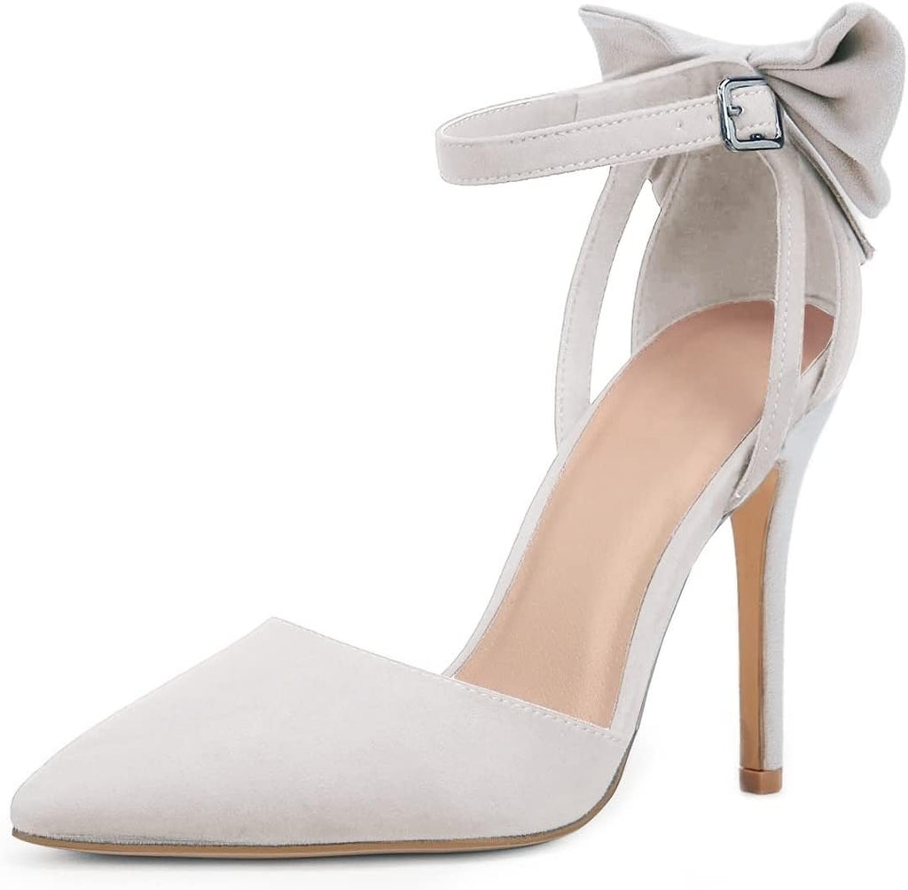 Sexy Bow Tie Back Ankle Strap Dress Pumps