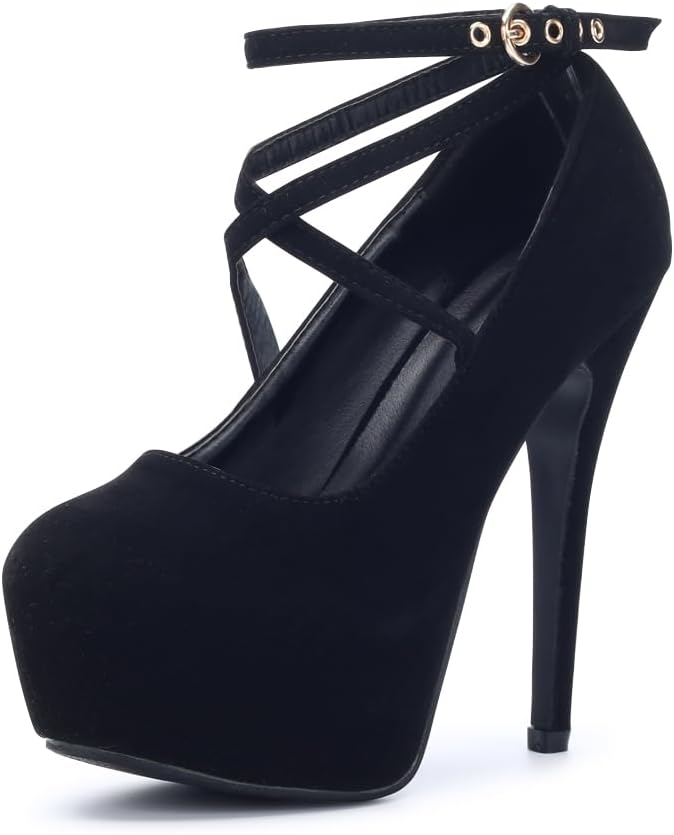 Closed Toe Ankle Strap Platform Dress Pumps