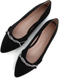 Chain Pointed Toe Rhinestone Slip-On Ballet Flats