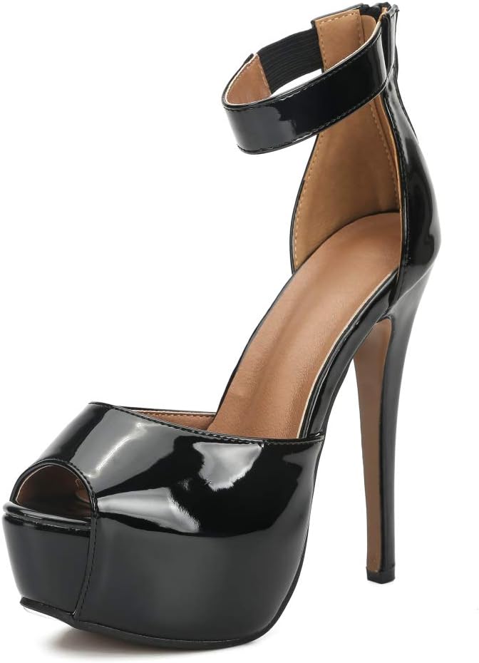 Peep Toe Ankle Strap Stiletto Platform Sandals