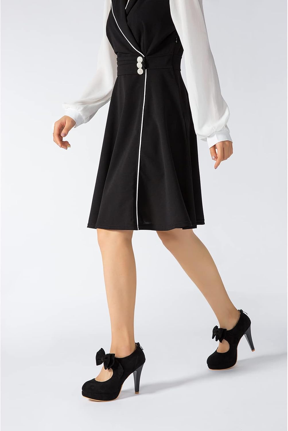 Mary Jane Platform Heels with Bow Closed Toe