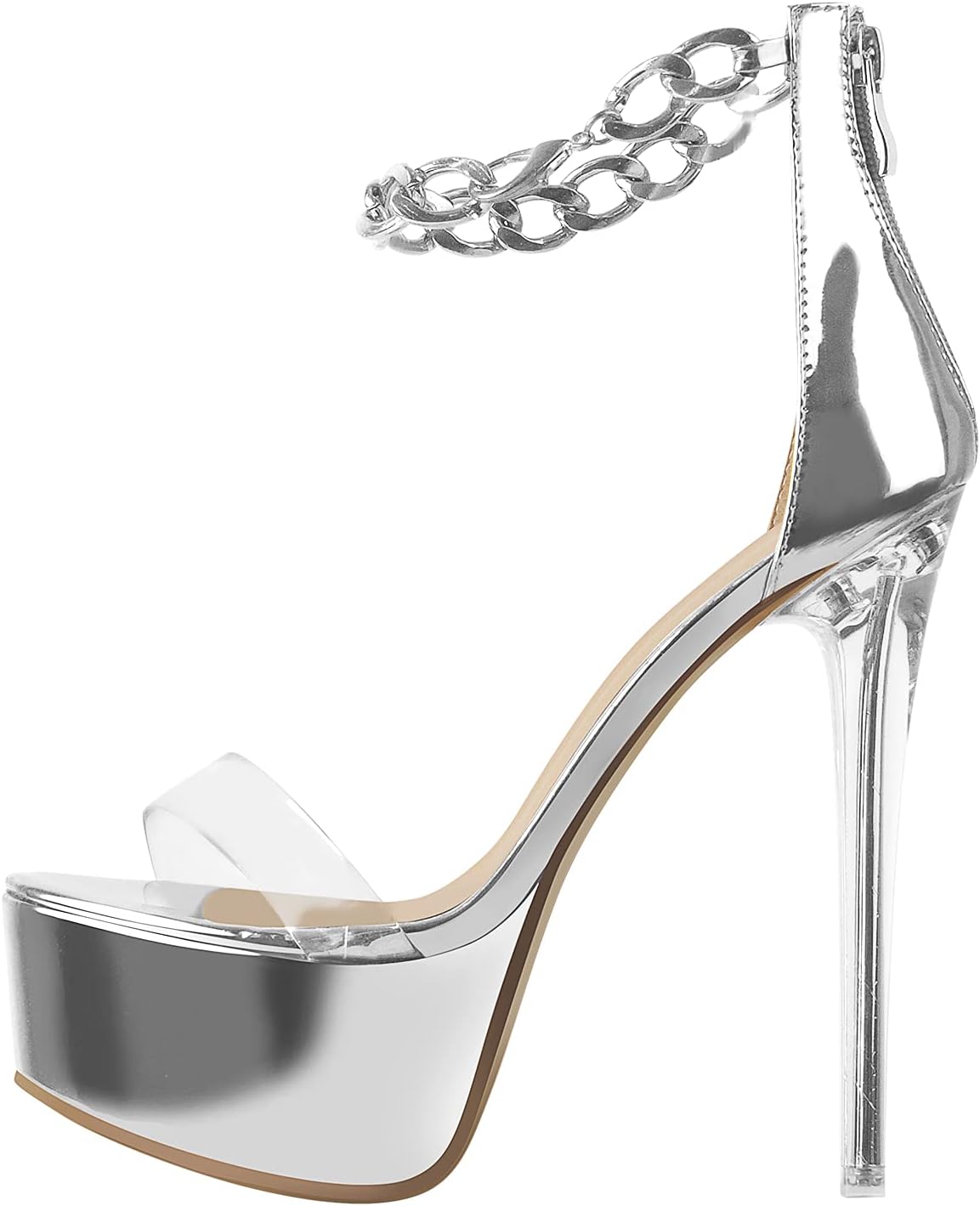 Clear Round Open Toe High Heel Platform Sandals