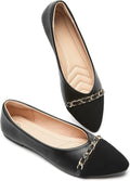 Crimping Faux Suede Black White Ballet Flats