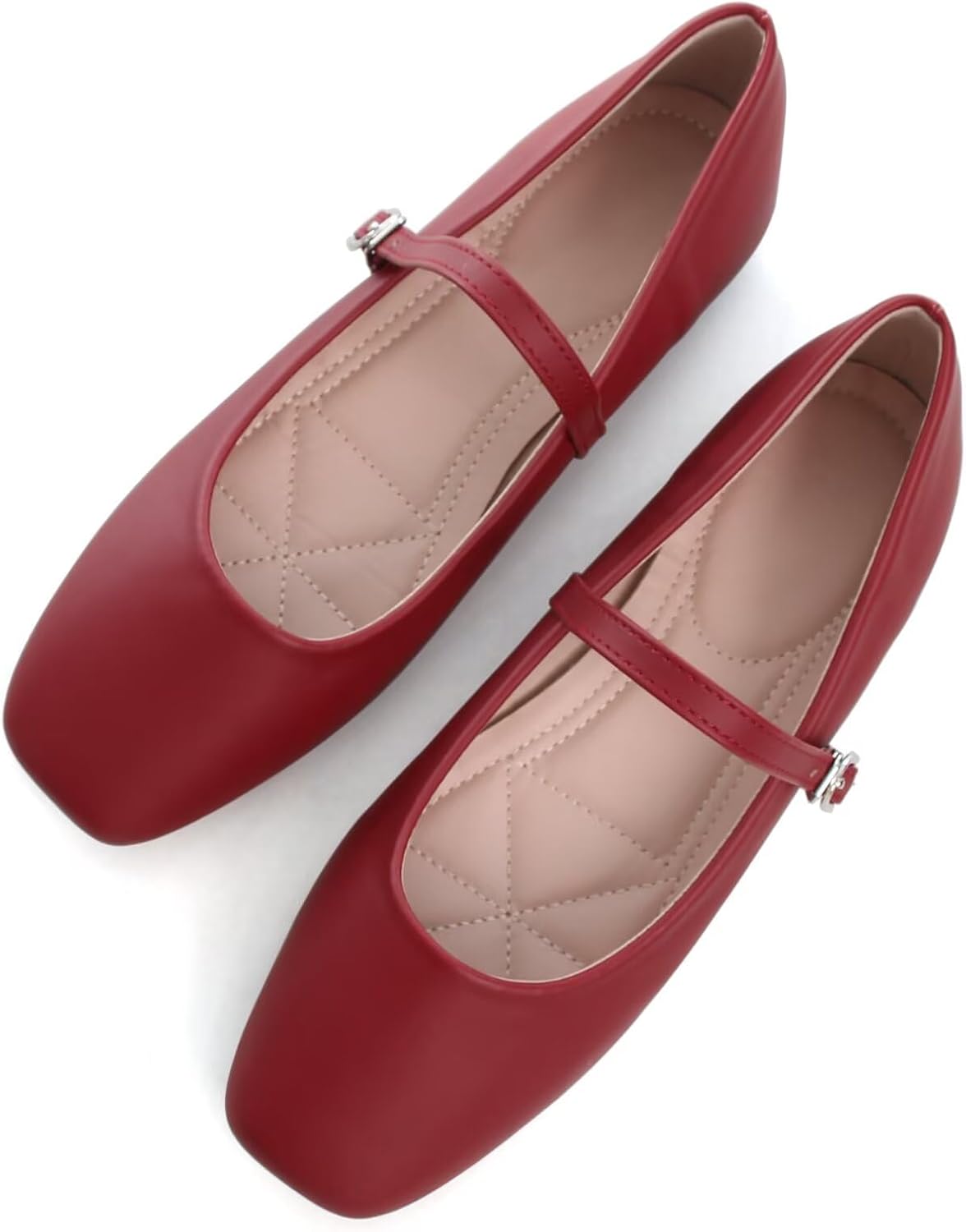 Square Toe Soft Leather Mary Jane Flats