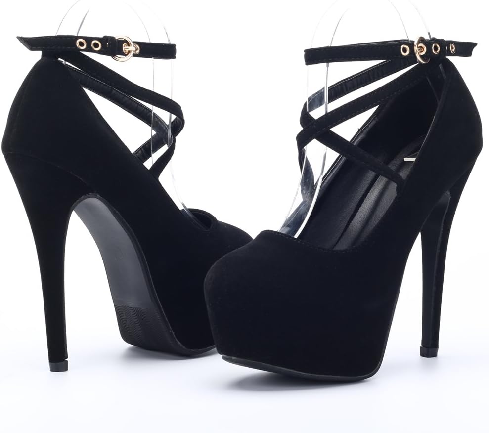Closed Toe Ankle Strap Platform Dress Pumps