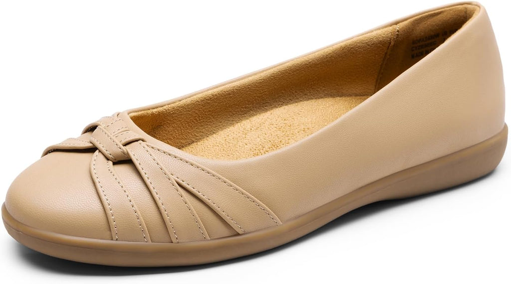 Round Toe Slip-On Ballet Flats with Arch Support