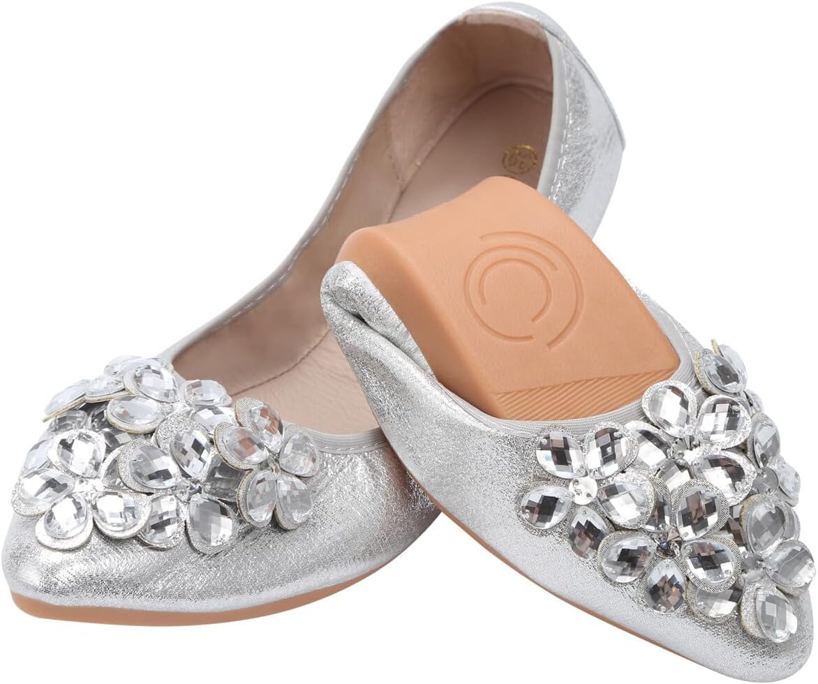 Rhinestone Foldable Wedding Ballet Flats