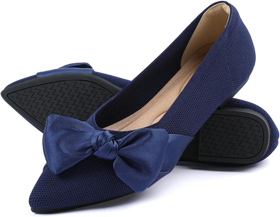 Pointed Toe Bow Slip-On Dressy Ballet Flats