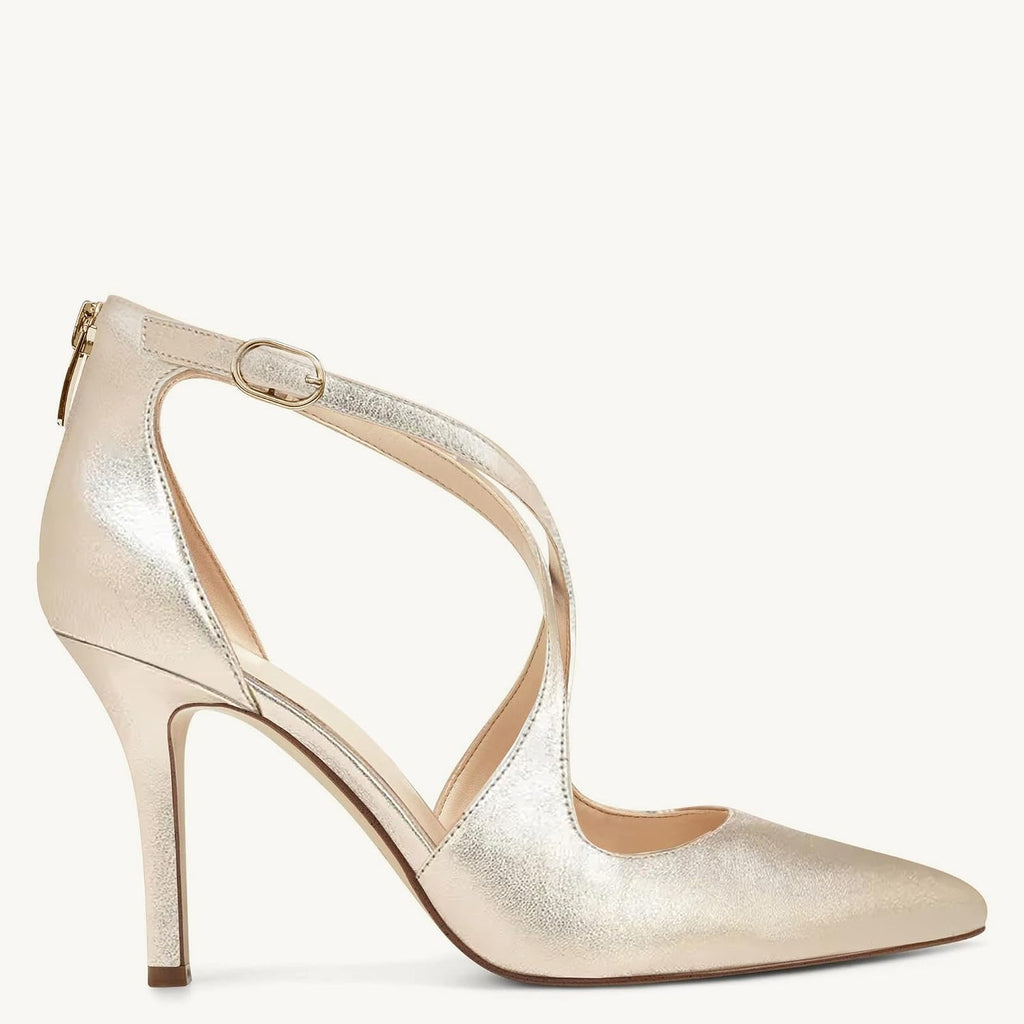 Pointed Toe Crossed Strap Zip Stiletto Pumps