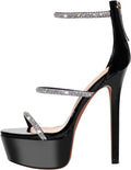 Rhinestone Crystal Strap Platform Stiletto Sandals