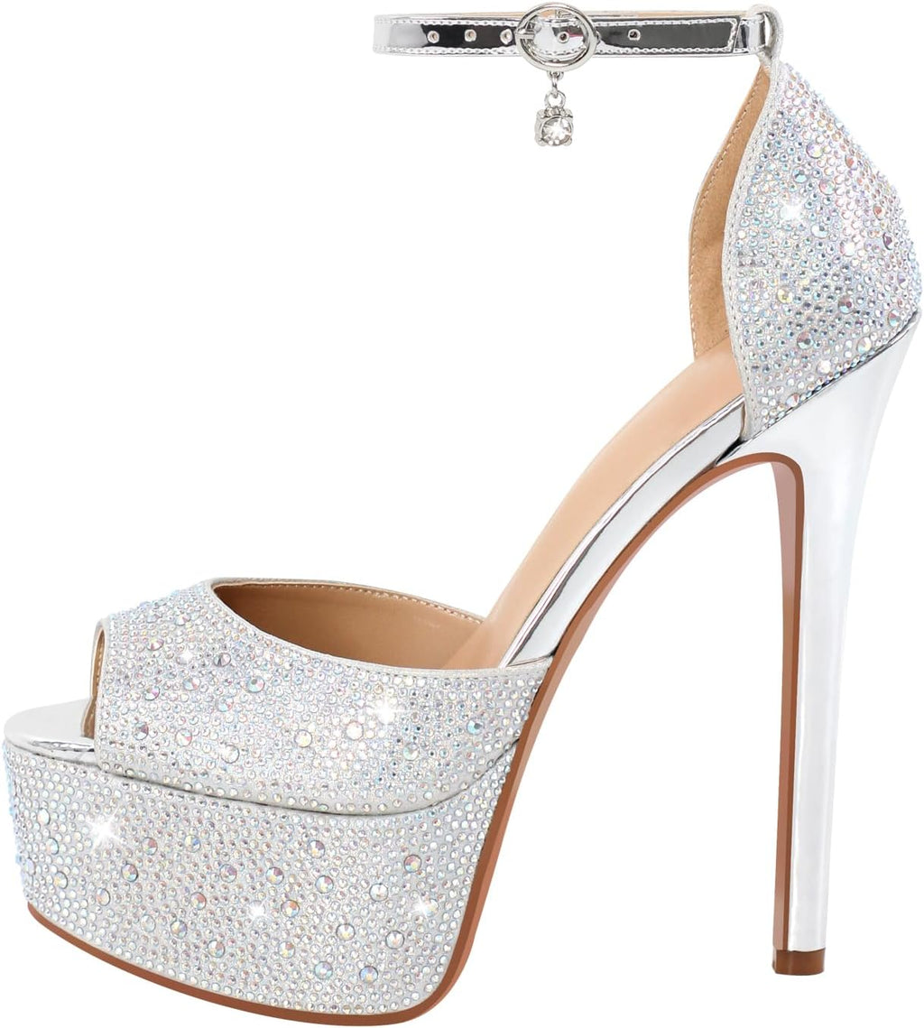 Round Open Toe Clear Platform High Heel Sandals