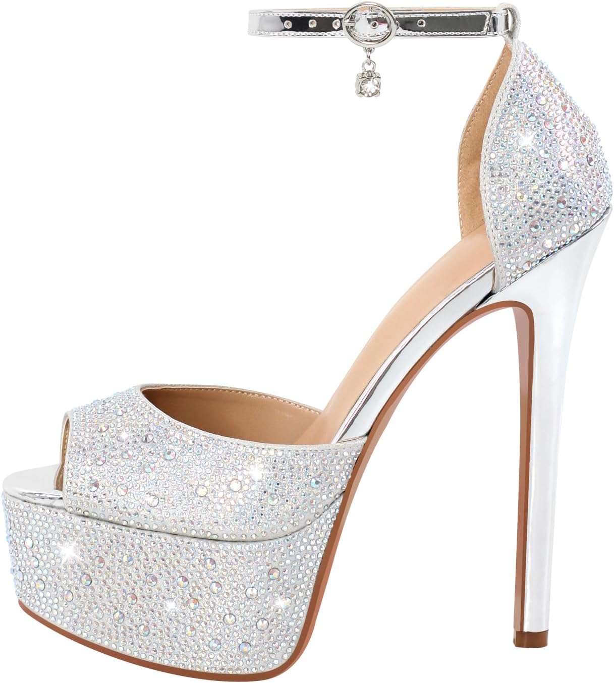 Round Open Toe Clear Platform High Heel Sandals