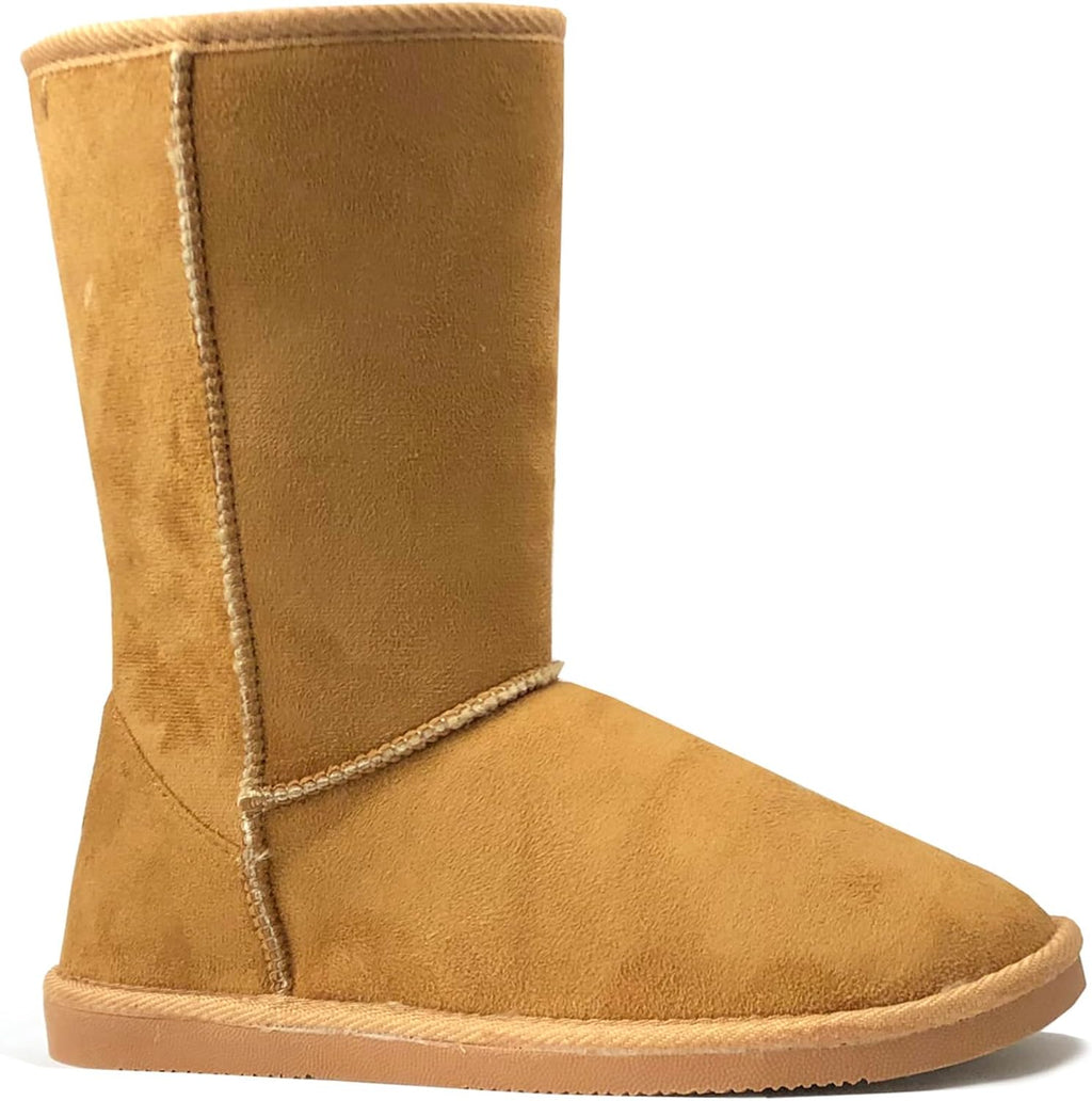 Suede Faux Fur Mid-Calf Winter Boots Rubber Sole