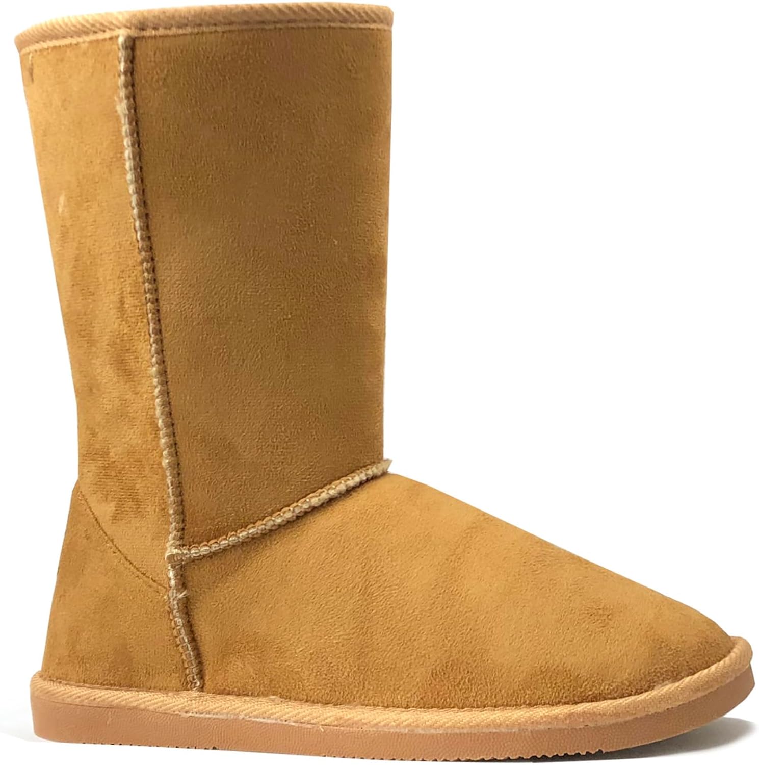 Suede Faux Fur Mid-Calf Winter Boots Rubber Sole