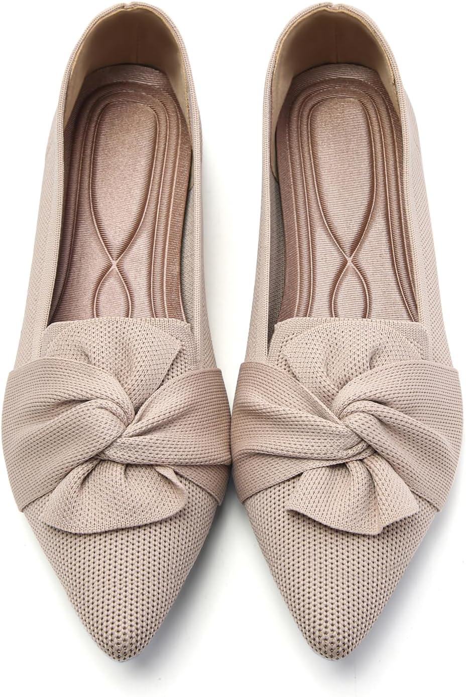 Pointed Toe Knit Ballet Flats with Bow