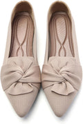 Pointed Toe Knit Ballet Flats with Bow