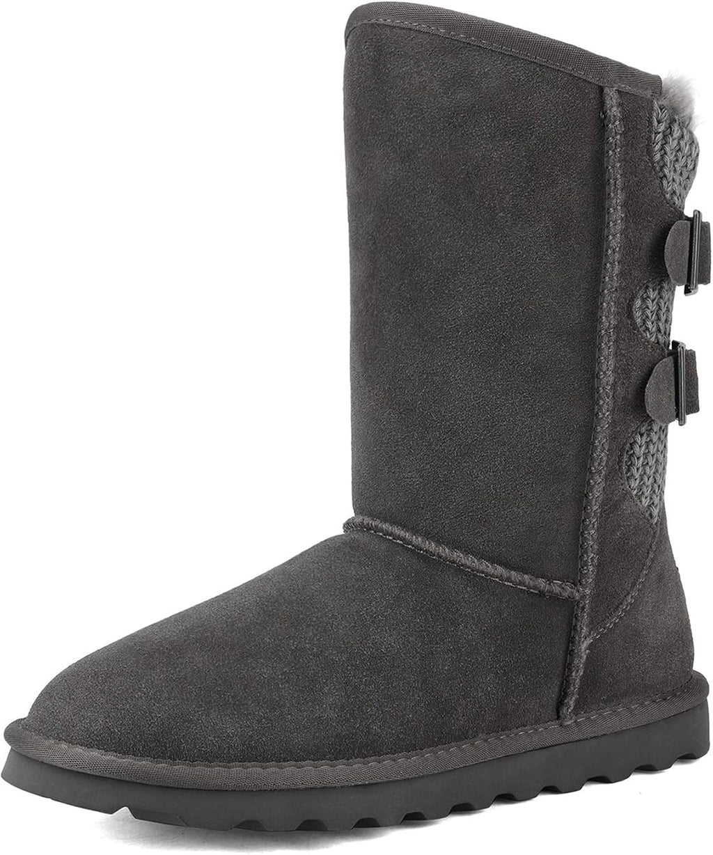 Mid Calf Fuzzy Buckle Winter Boots