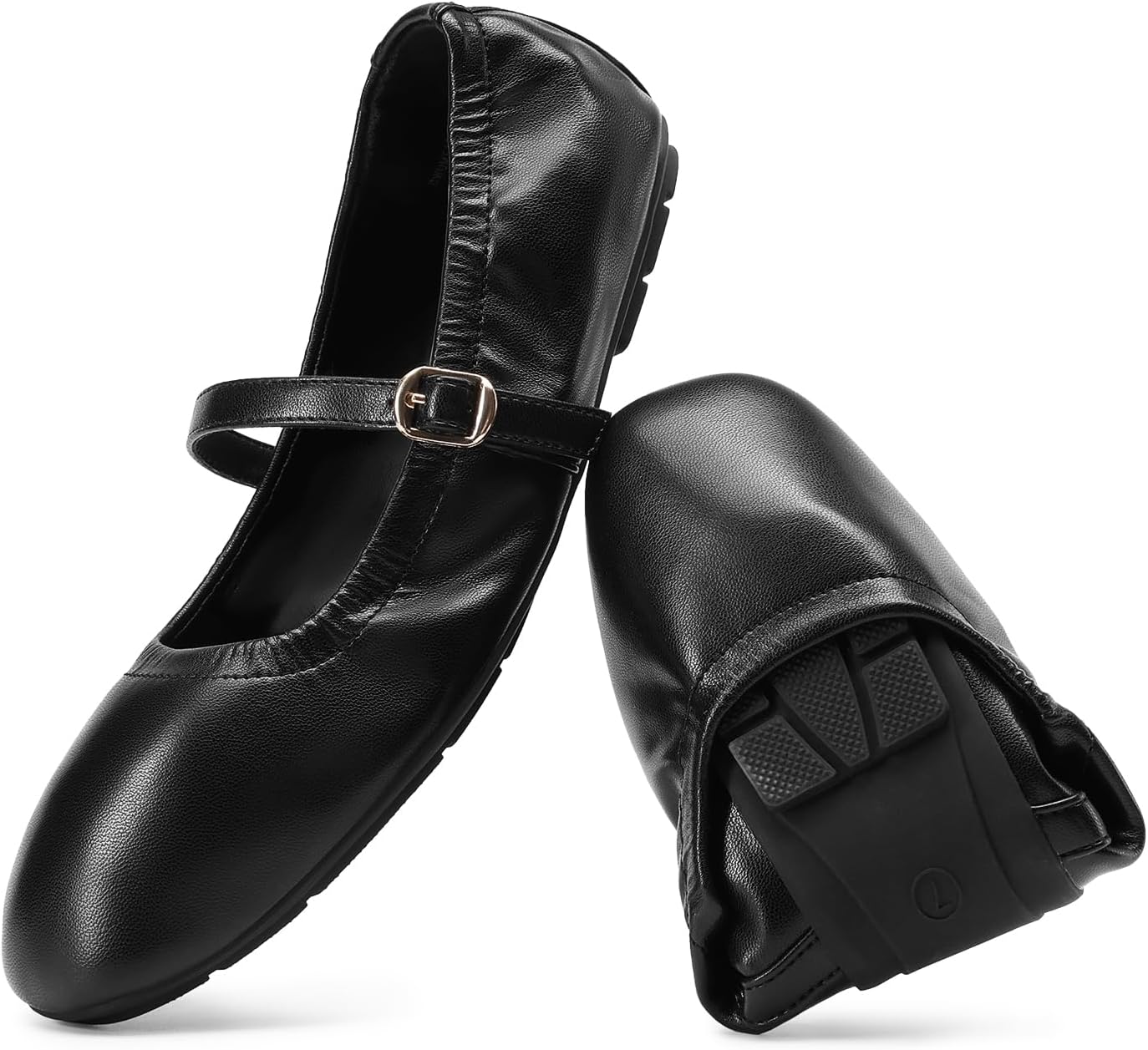 Foldable Square Toe Mary Jane Ballet Flats