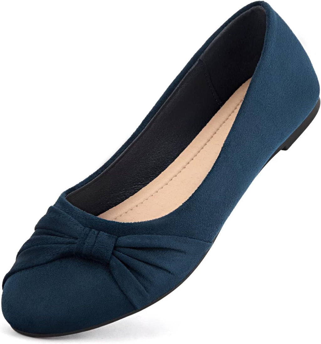 Faux Suede Round Toe Slip-On Ballet Flats