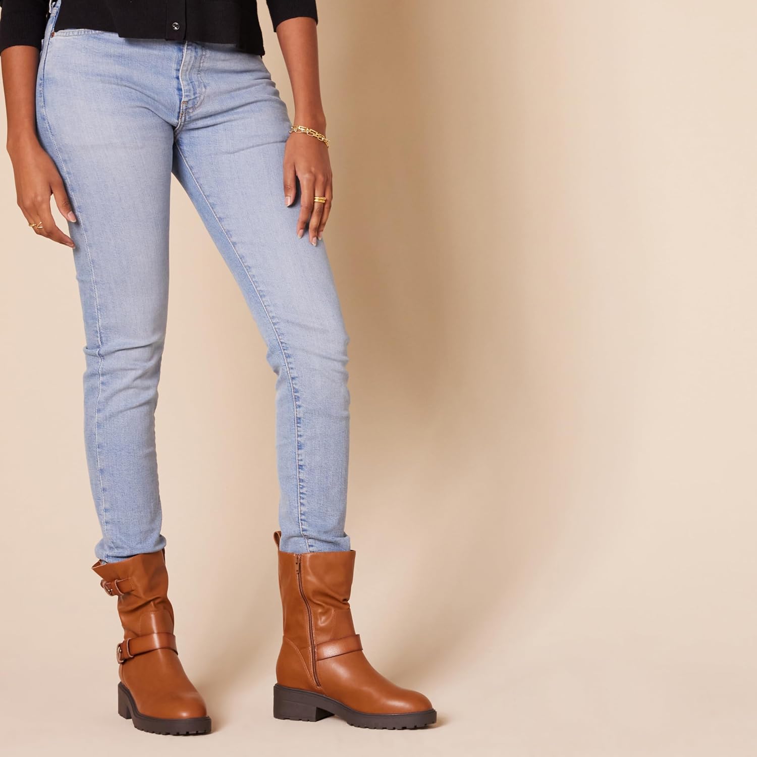 Mid Calf Cropped Biker Boot