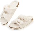 Open Toe Faux Rabbit Fur Cork Slide Sandal