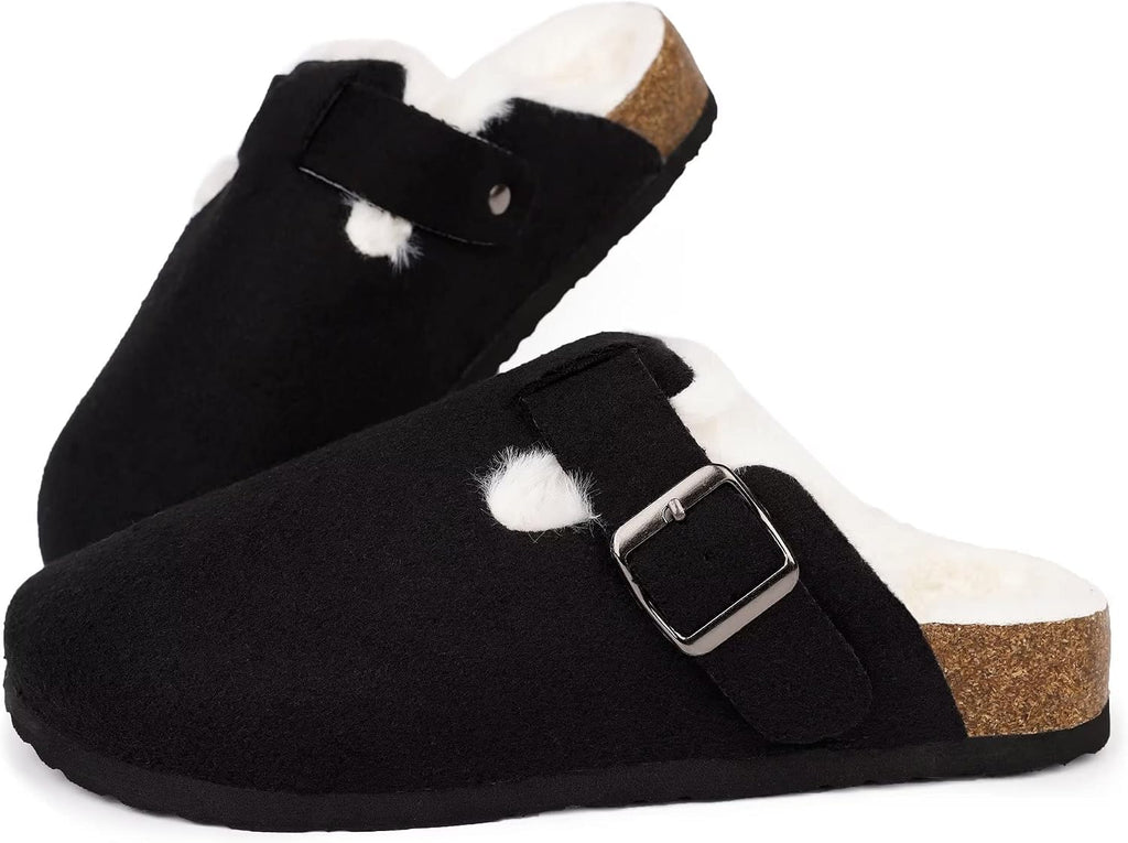 Orthotic Wide Cork Fur Lined Clogs with Arch Support