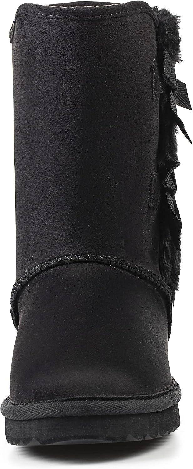 Suede Mid-Calf Snow Boots with Side Bows