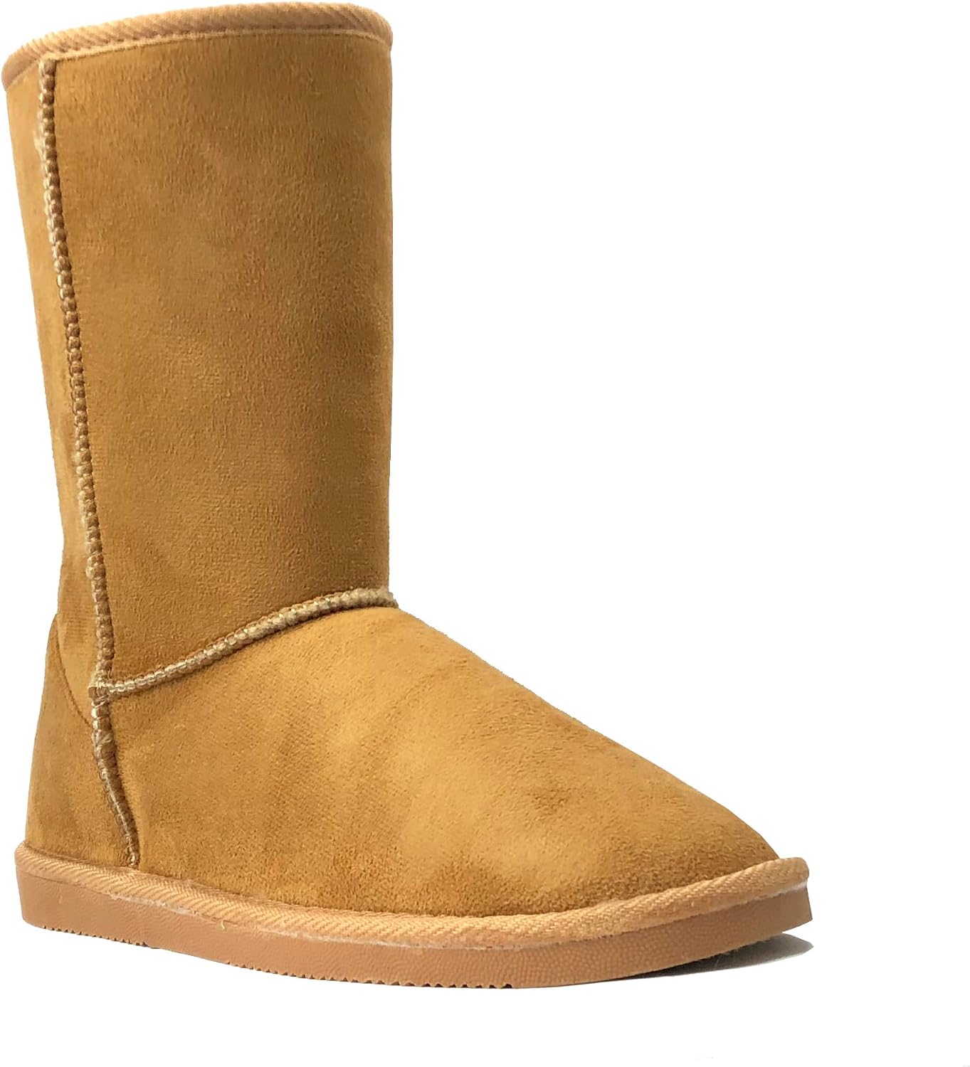 Suede Faux Fur Mid-Calf Winter Boots Rubber Sole