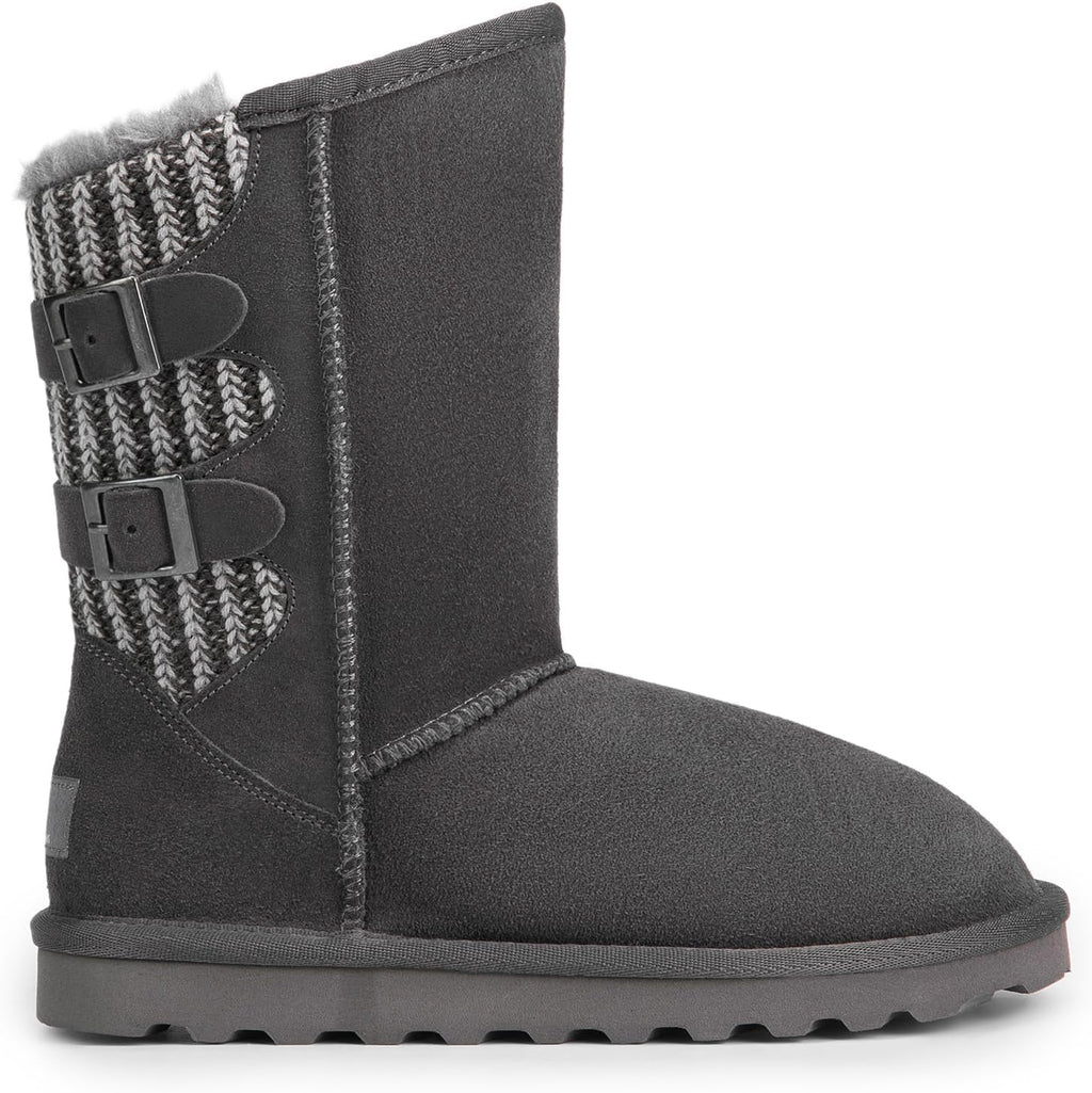 Mid Calf Fuzzy Buckle Winter Boots