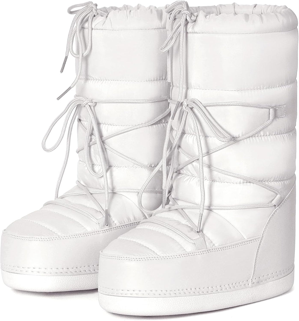 Mid Calf Anti-Slip Lined Lace-Up Snow Boots