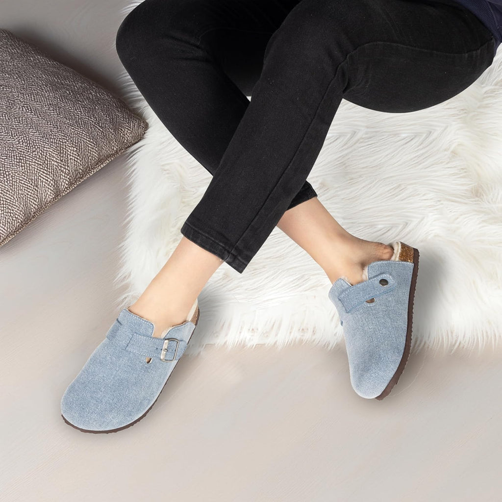 Suede Buckle Slide Sandal with Arch Support
