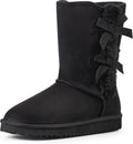 Suede Mid-Calf Snow Boots with Side Bows