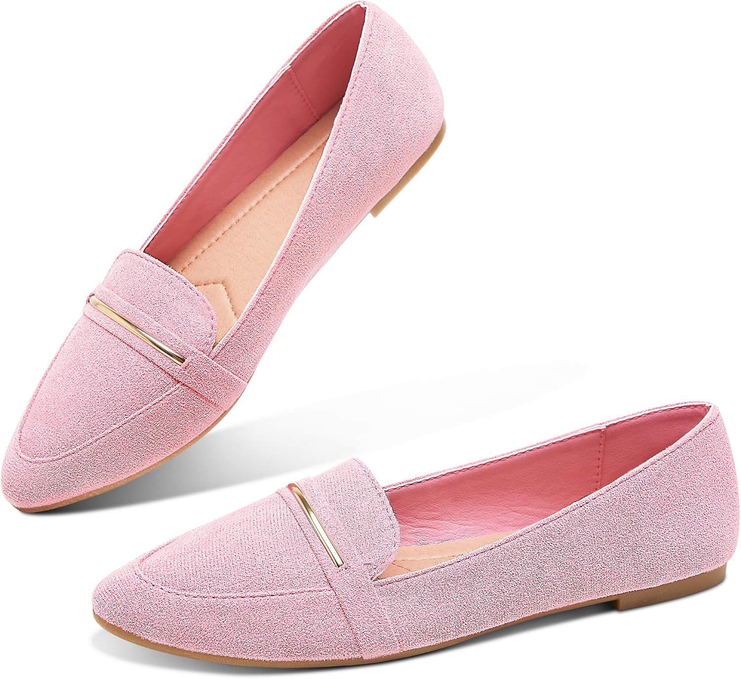 Faux Suede Pointed Toe Loafer Penny Flat