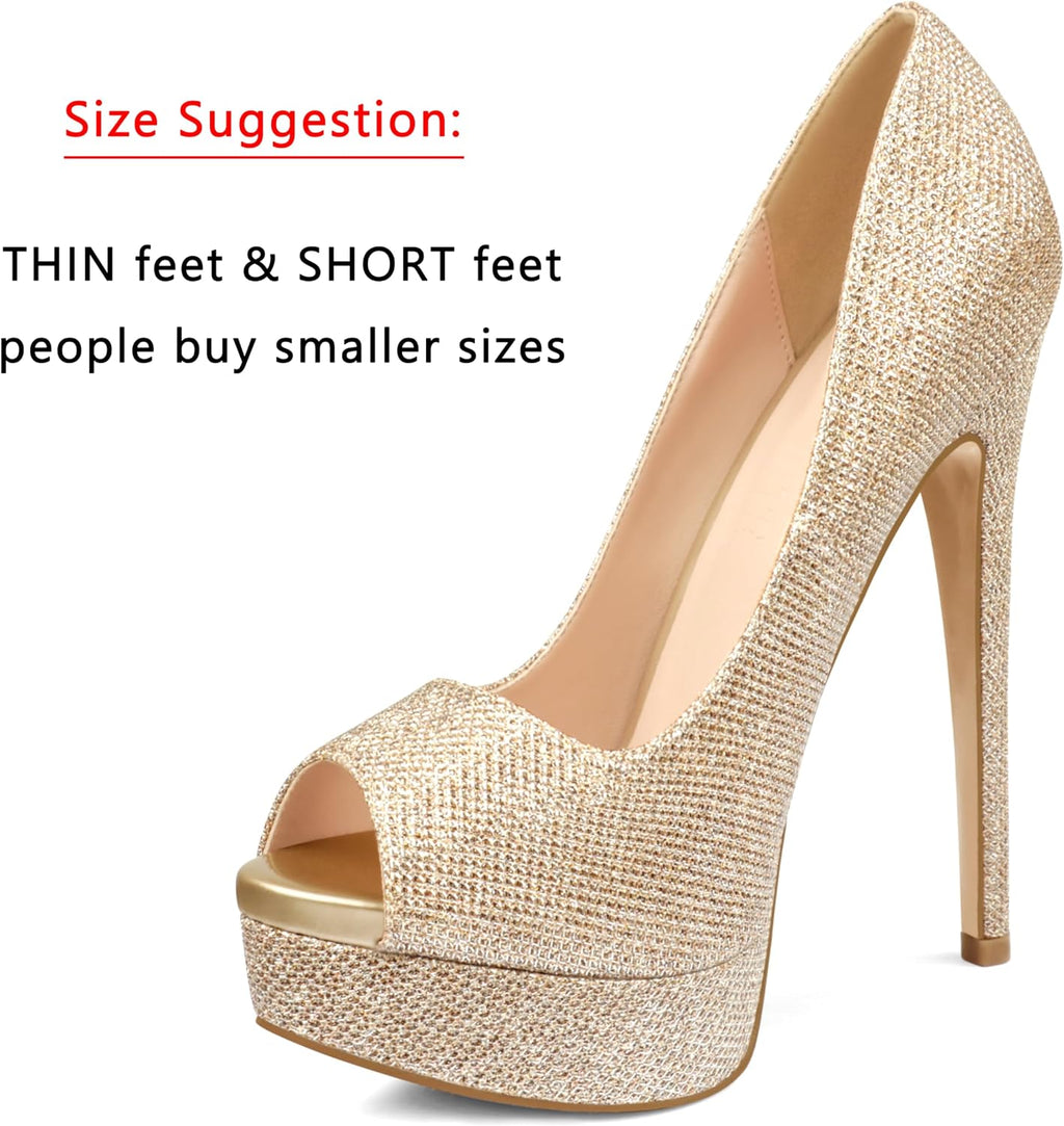 Peep Toe Platform 6-Inch Stiletto Heels
